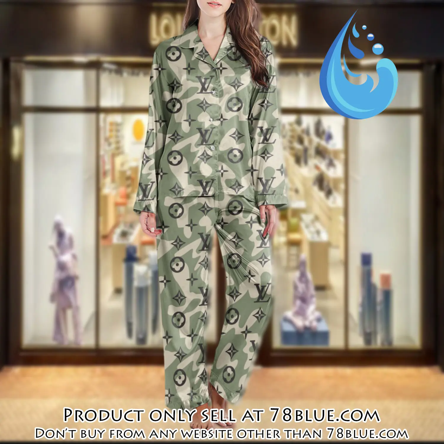 Lv monogram long satin pajama set pjs1004 78b2023835